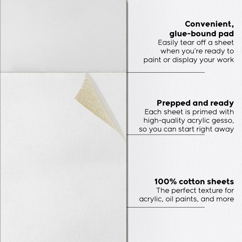 AETEXA Canvas Paper Pad, 9”x12” Canvas Pad, 10 Sheets, 12.3 oz Gesso, Glue Bound, Art Supplies for Adults and Teens, for Acrylic Pouring and Oil Painting. - Image 3